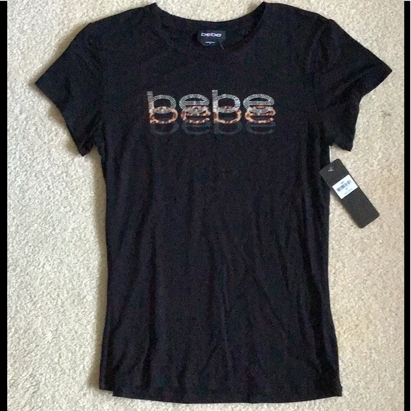 SOLD - Bebe Triple Logo Black Stretchy Tee - NWT - Picture 2 of 9
